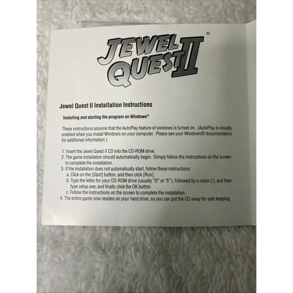 Jewel Quest II PC CD ROM iWin Gem Matching Vtg Sodtware Game Computer